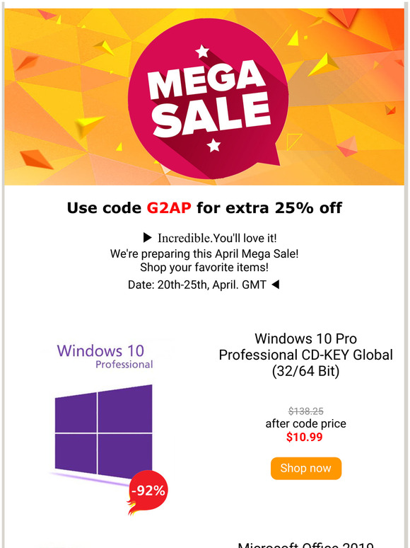 April Mega Sale with up to 94% off  You, come in?