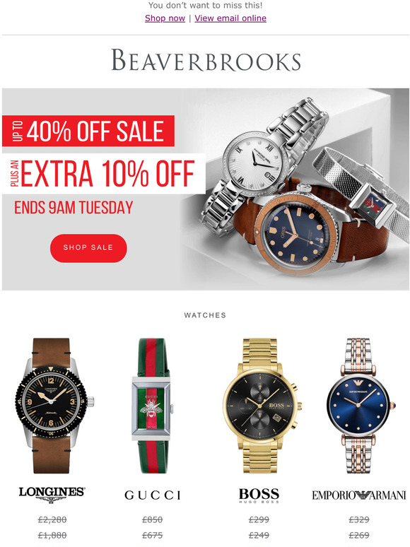 Beaverbrooks watch outlet sale