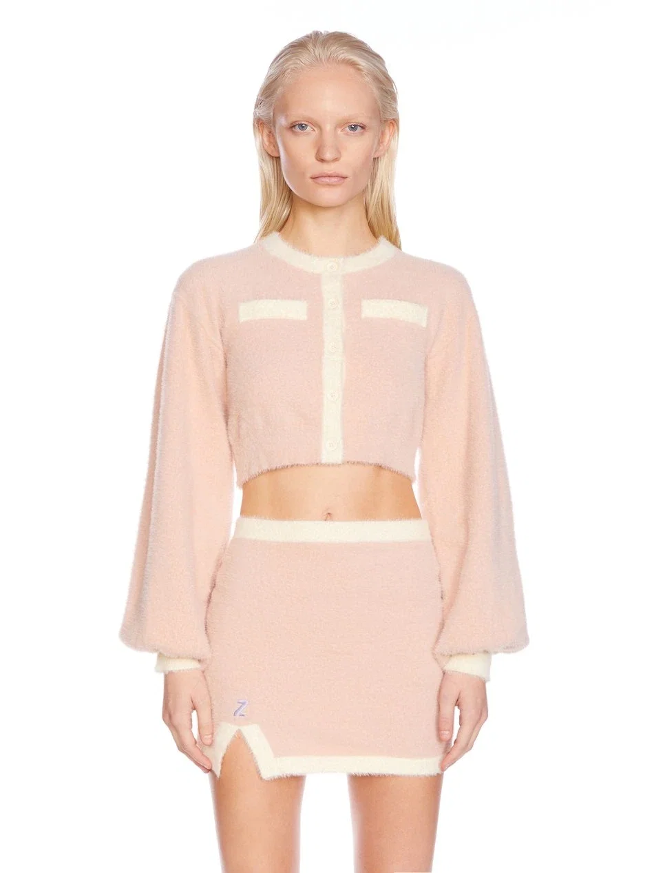 SVNDZ Fuzzy Cropped Cardigan