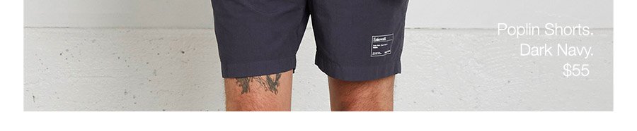 Poplin Shorts. Dark Navy. $55