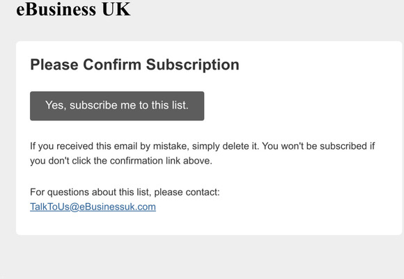 eBusiness UK: Please Confirm Subscription