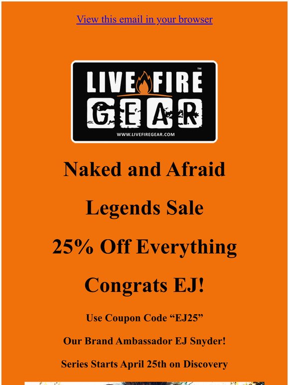 Naked and Afraid Legends Sale / 25% Off Everything