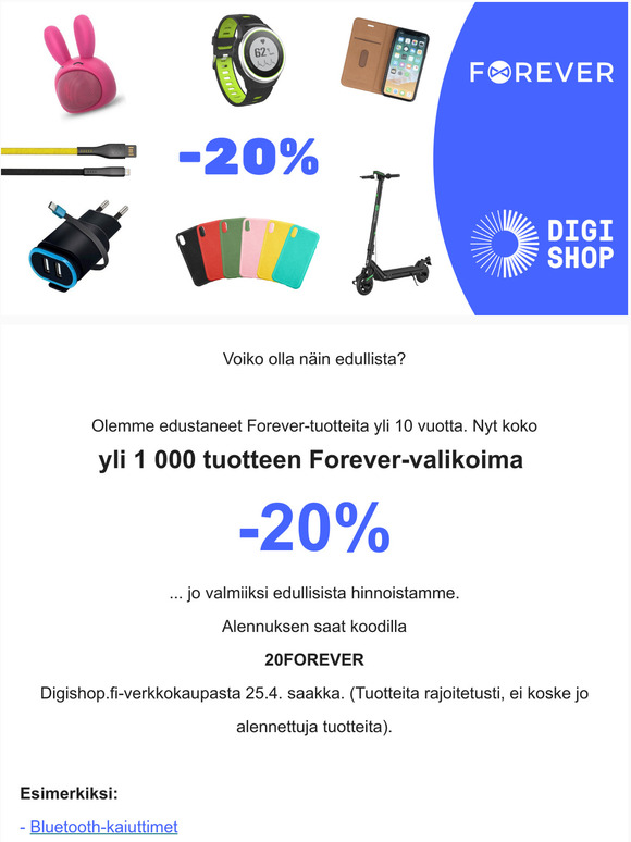 20 Forever - yli 1 000 tuotteen valikoima tarjouksessa