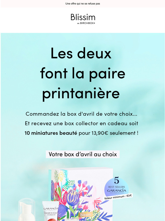 Une box achete = une box offerte, cest cadeau !