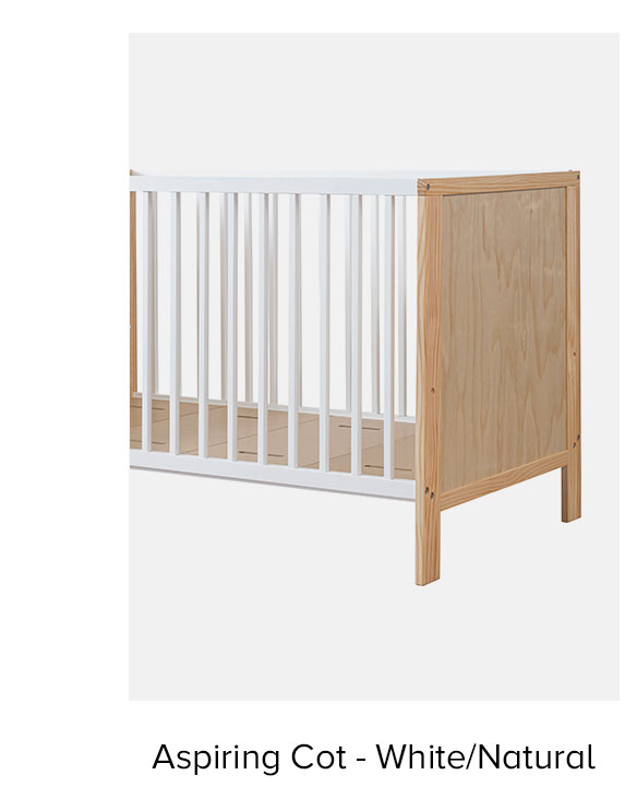 Aspiring Cot - White/Natural