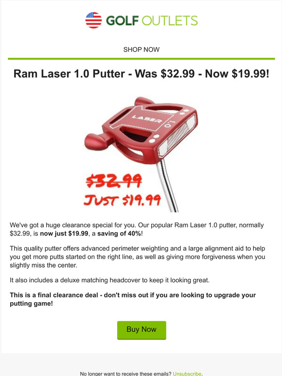 Ram Golf Laser Mallet Putter - Just $19.99 (Save 40%)