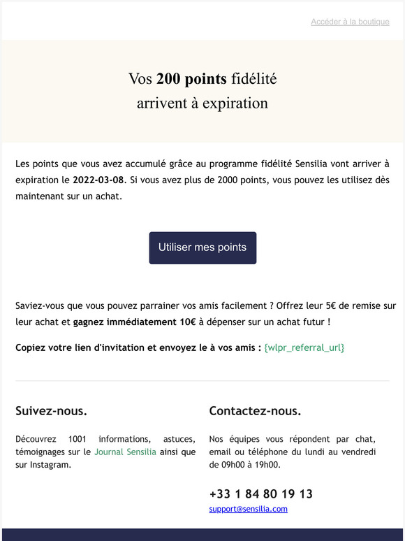 Vos points de fidlit sont sur le point d'expirer, utilisez les maintenant