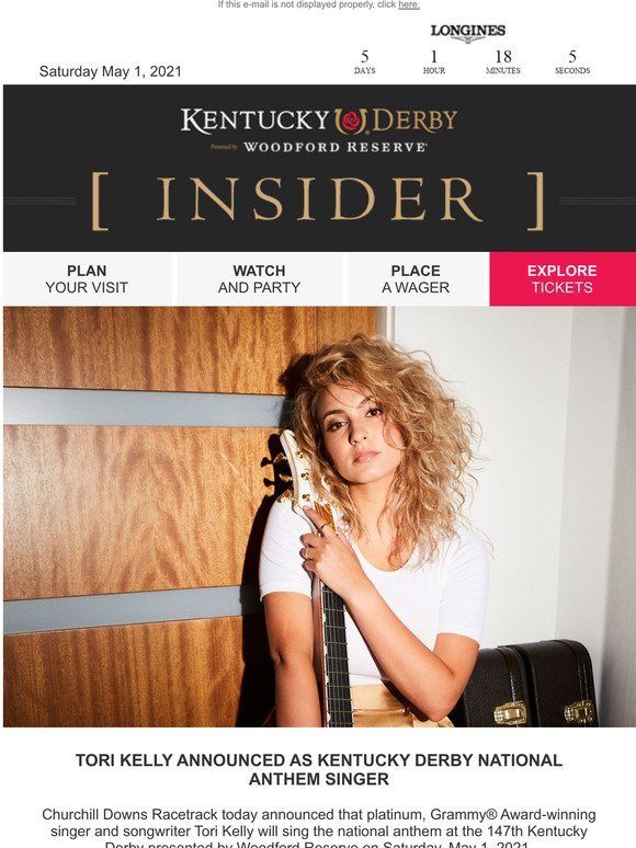 Tori Kelly Announced as Kentucky Derby National Anthem Singer