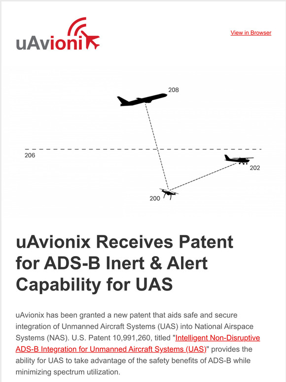 UAvionix: UAvionix Receives Patent For ADS-B Inert & Alert Capability ...