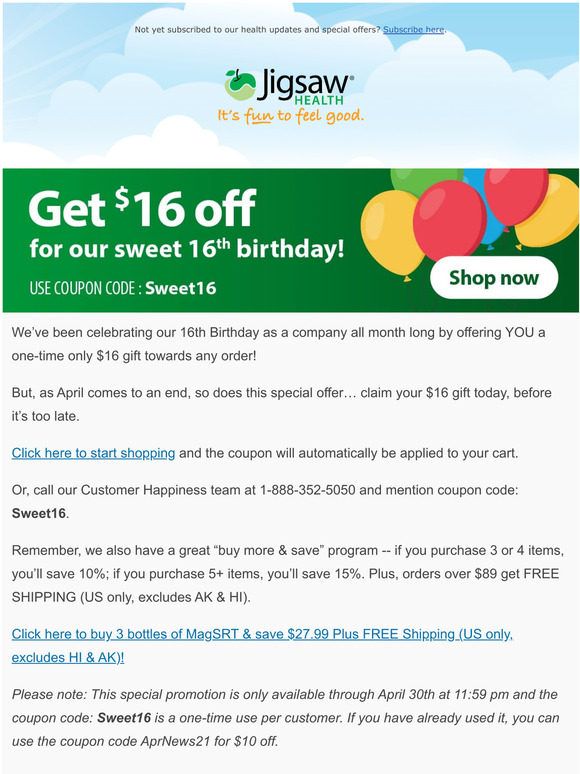 Our biggest coupon of the year is expiring.