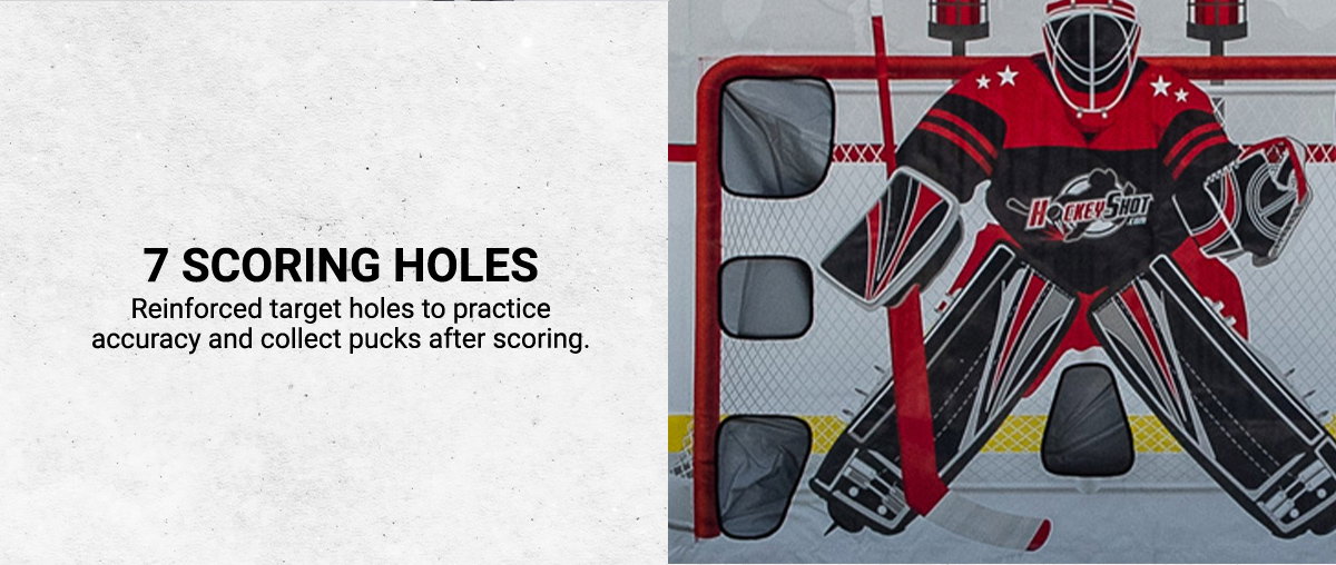 7 Scoring Holes - Reinforced target holes to practice accuracy and collect pucks after scoring.