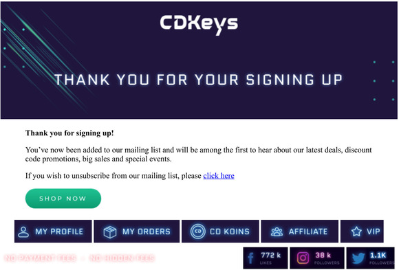 Newsletter subscription success