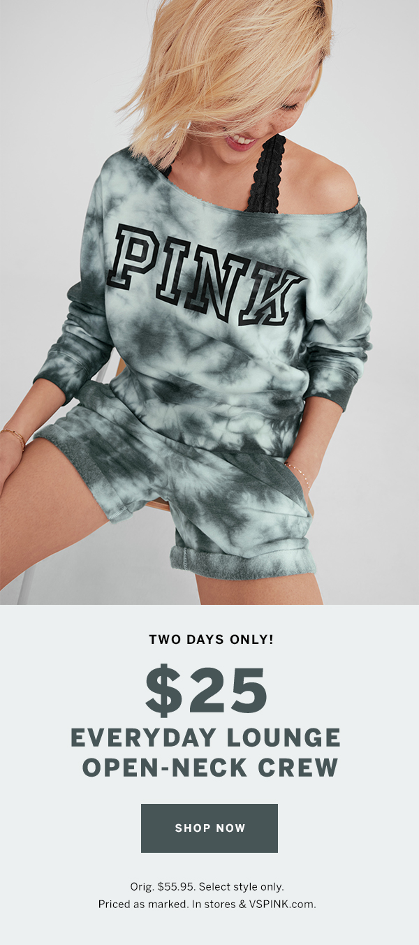 pink everyday lounge open neck crew