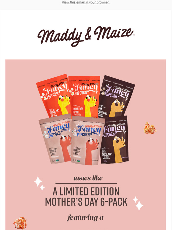 20% off the Mother's Day popcorn 6-pack