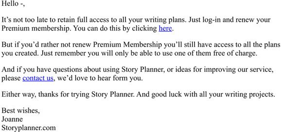 Your Story Planner Premium membership has expired