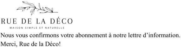 Succs de confirmation de votre abonnement  la newsletter