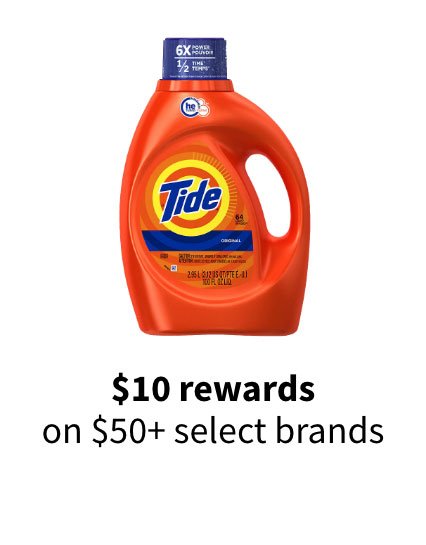 $10 rewards on $50+ select brands