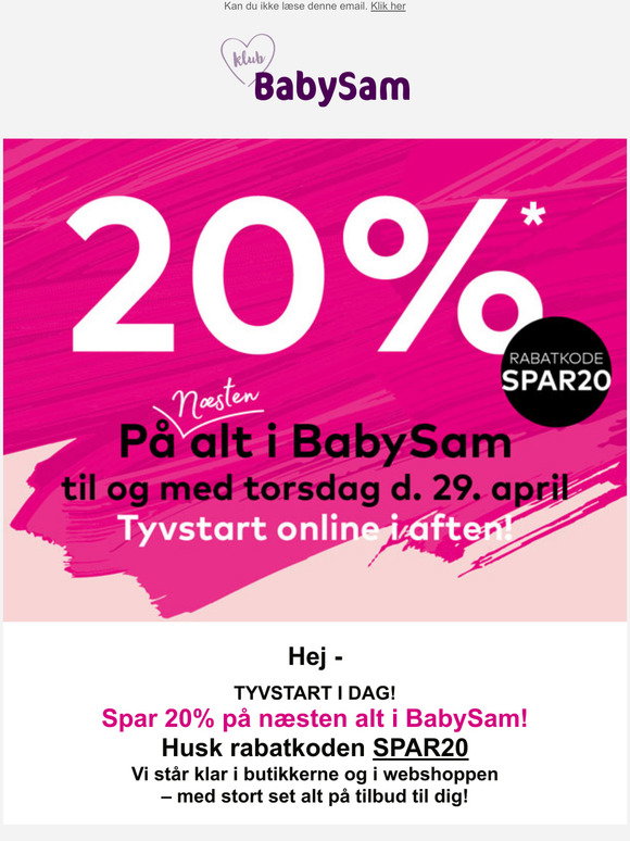 DK: SPAR i hele BabySam I og webshop. | Milled