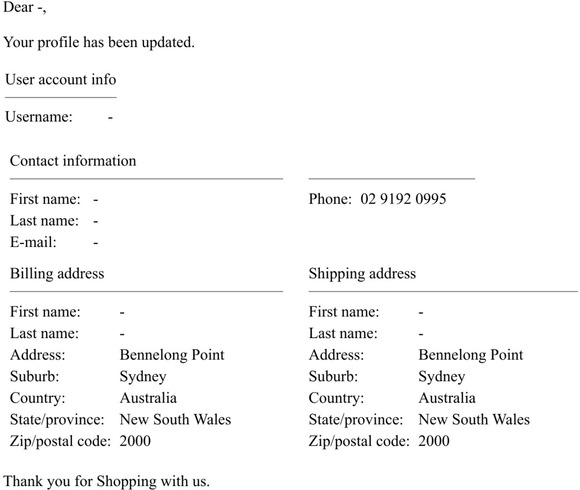 AsianGroceryStore.com.au: Your profile has been updated