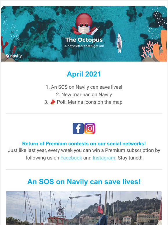  The Octopus | SOS on Navily can save lives | New marinas and quick survey