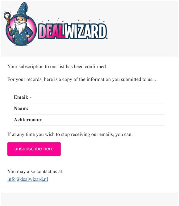 DealWizard: Subscription Confirmed