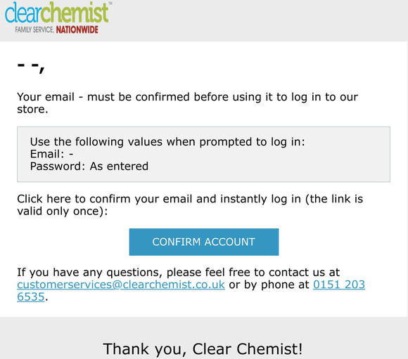 Account confirmation for --