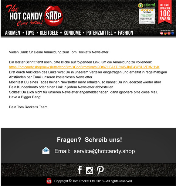 Bitte besttige Deine Newsletter-Anmeldung