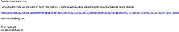 Uw aanmelding voor onze nieuwsbrief