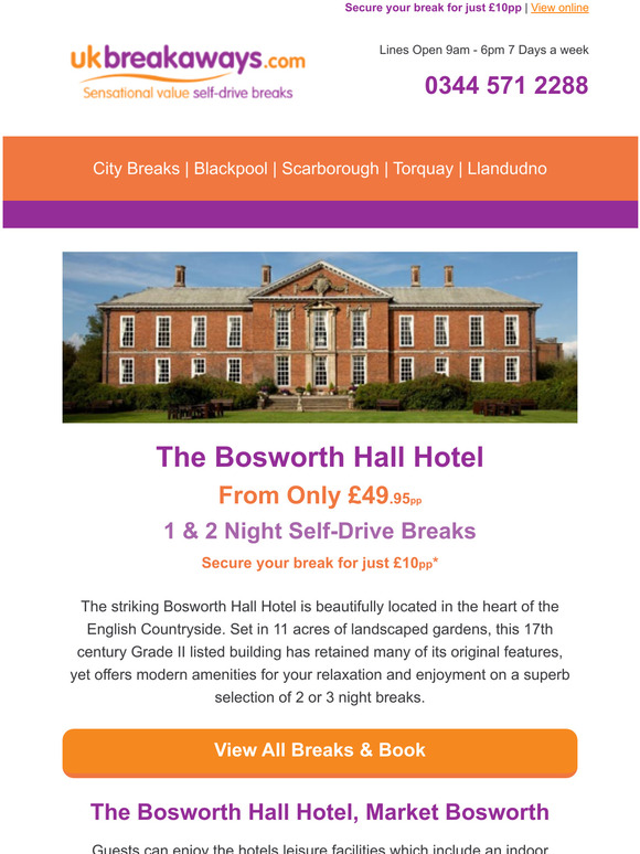 UK Breakaways: The Bosworth Hall Hotel - Self-drive breaks from only 49 ...