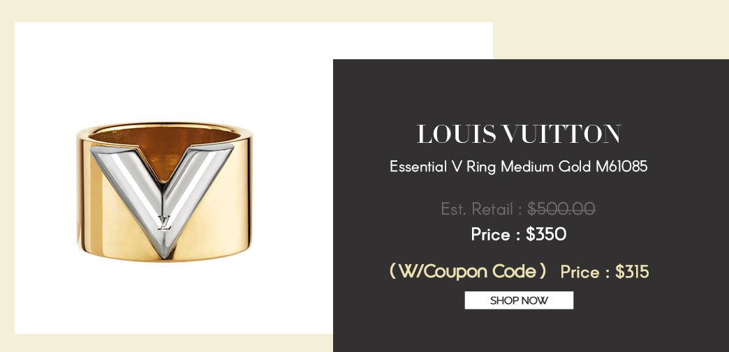 LOUIS VUITTON Essential V Ring Medium Gold M61085