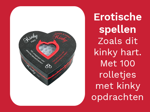 Erotische spellen zoals Kinky hart met 100 rolletjes met kinky opdrachten.