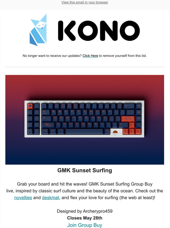 GMK SUNSET SURFING BASE+NOVELTIES GMK Sunset Surfing Keycap Set