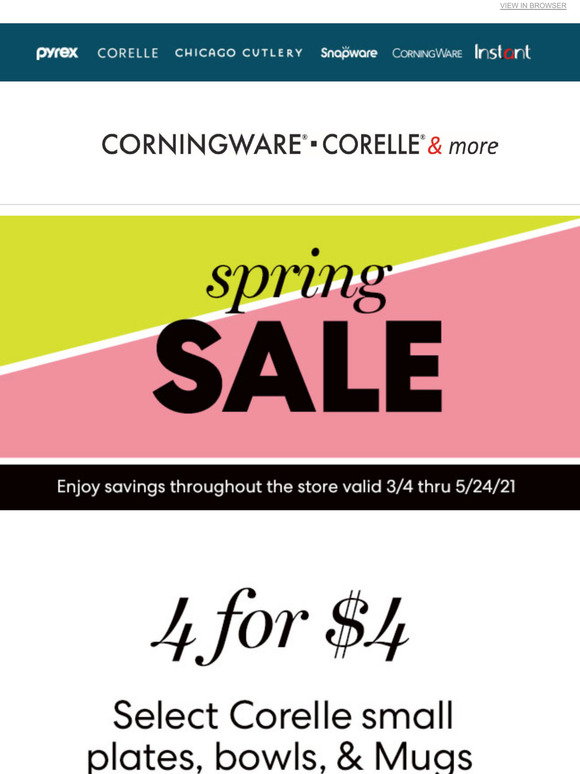 Corningware Corelle &amp; More Outlets: 4 for $4 select Corelle plates ...