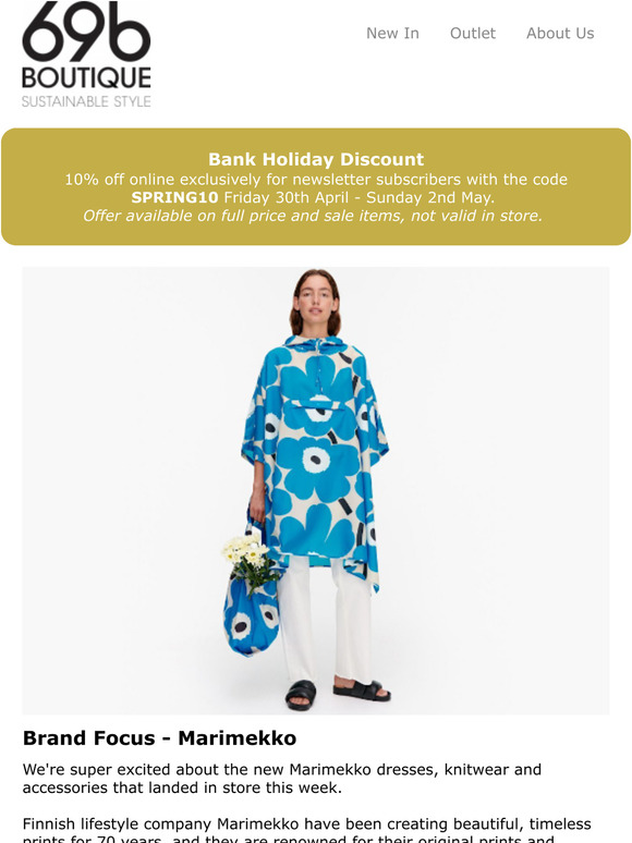 69b Boutique: Bank holiday discount | New Marimekko in store | Milled