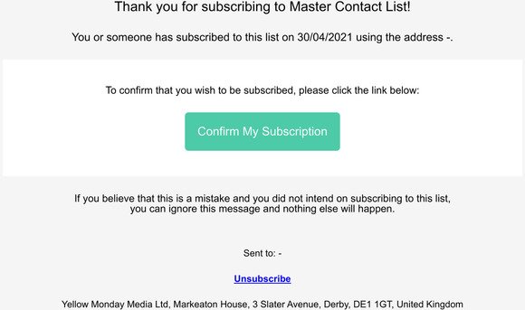 Please confirm your subscription to Master Contact List