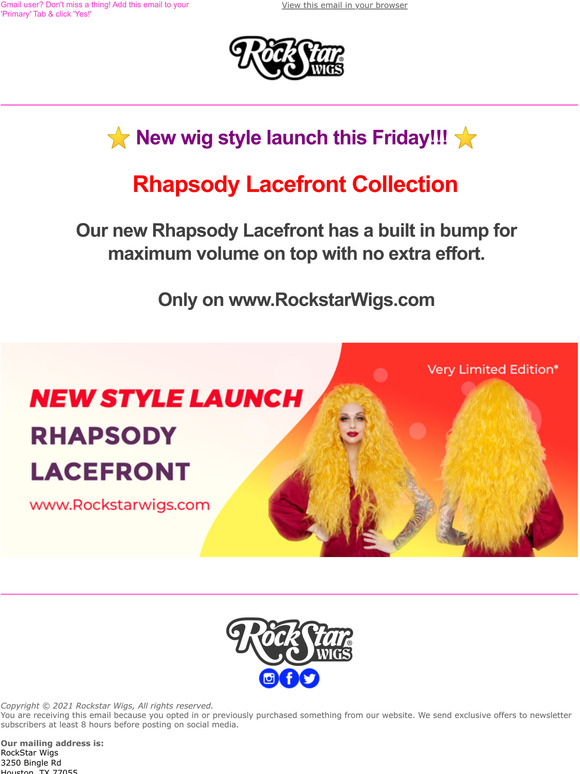Rockstar Wigs - New wig style launch this Friday!!!  Rhapsody Lacefront 