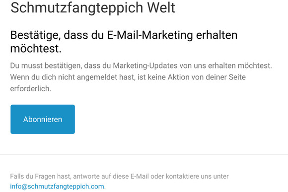 Besttige, dass du E-Mail-Marketing erhalten mchtest.
