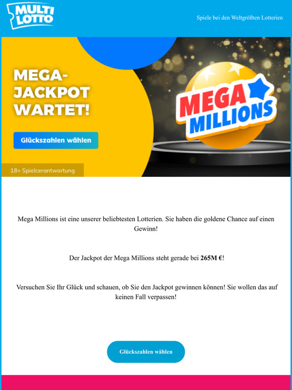 Mega-Chance, um eine unserer besten Lotterien zu gewinnen!