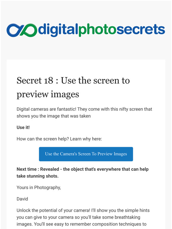 [Photo Secrets] -your Digital Photography Secret #18