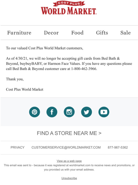 Cost Plus World Market Open Now To See Updates To Our Gift Card Program Milled