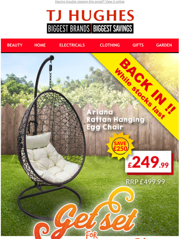 TJ Hughes: Our range of Egg Chairs are back in stock with limited