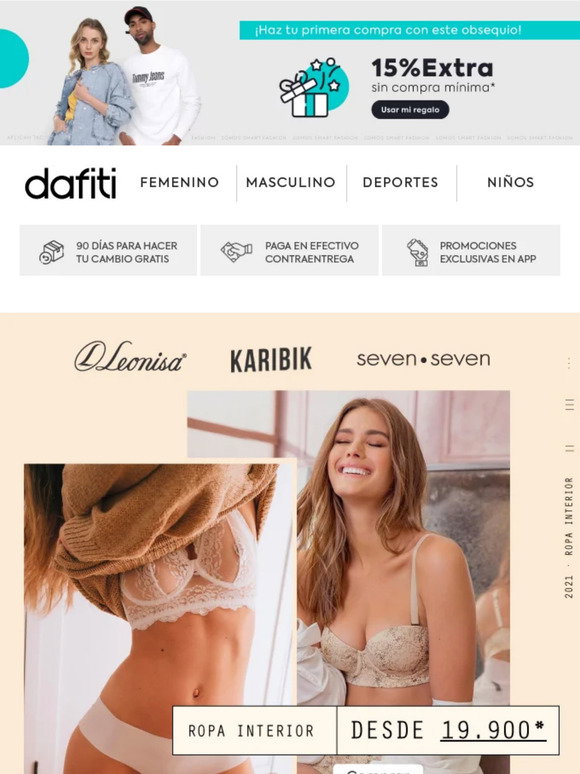 Dafiti: Date un gusto! Entra y descubre ropa interior desde $19.900* |  Milled