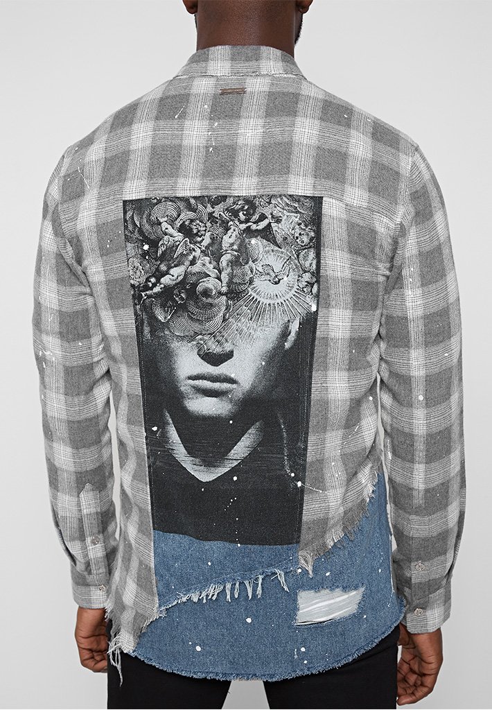 Manière De Voir Restocked Paint Splatter Check & Denim Shirt Milled