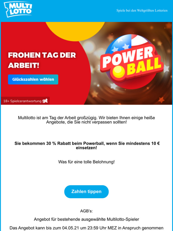 Tag der Arbeit Lotto-Rabatte!
