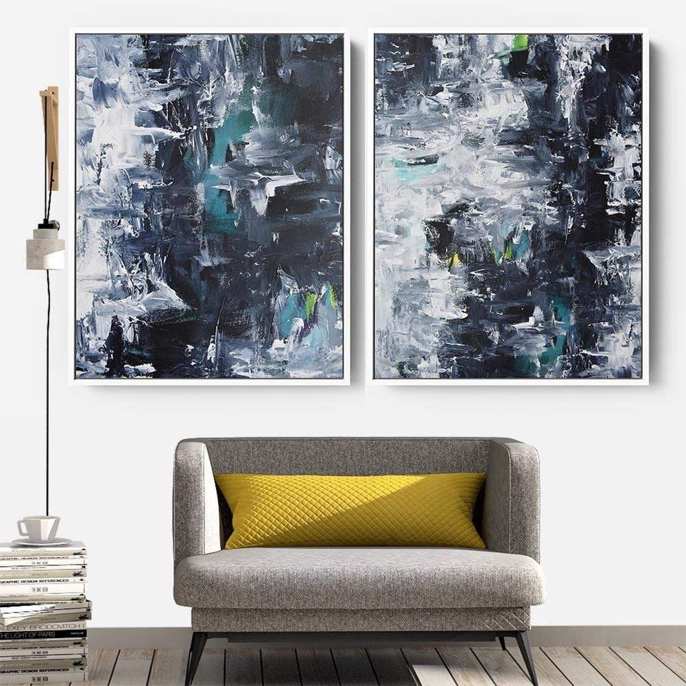 Image of Grey Abstract Canvas Set Of 2