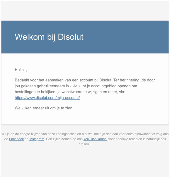 Je account bij Disolut is aangemaakt!