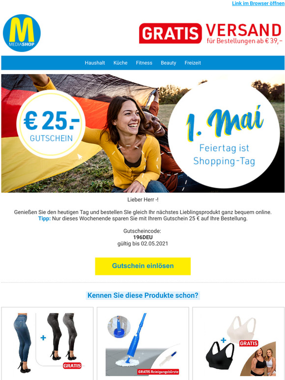 Mediashop - As seen on TV: 25 Feiertags-Gutschein jetzt sichern | Milled