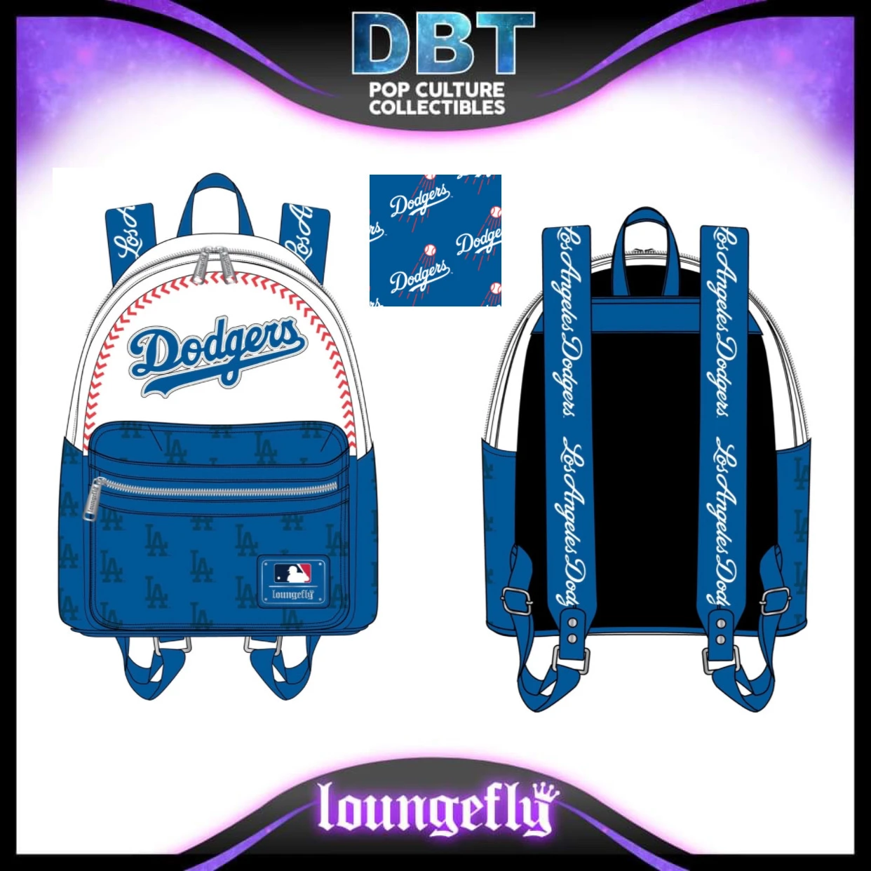 Los Angeles Dodgers Loungefly Baseball Seam Stitch Mini Backpack