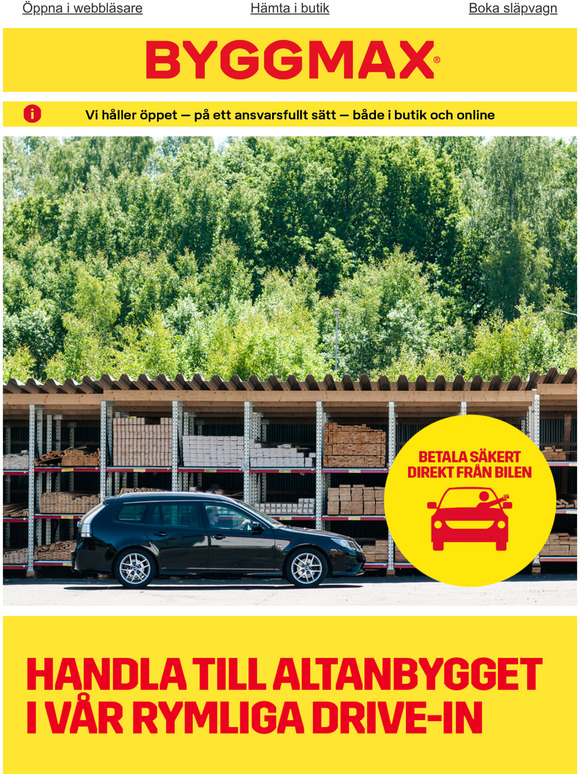 Byggmax: Handla till altanbygget i vr rymliga drive-in  Milled