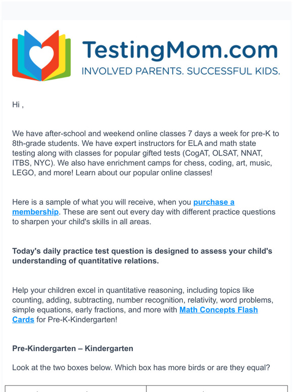 Kindergarten Math Help for Standardized Tests - Beginning Counting